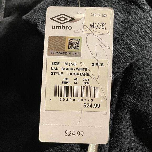 Nwt Umbro Black Zip Sweatshirt Girls 7-8 - Picture 5 of 6